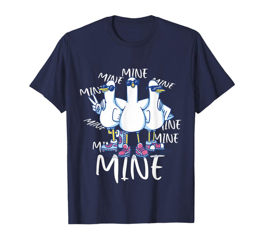 Funny Seagull Saying Mine Funny Pigeon Retro Ocean life T-Shirt
