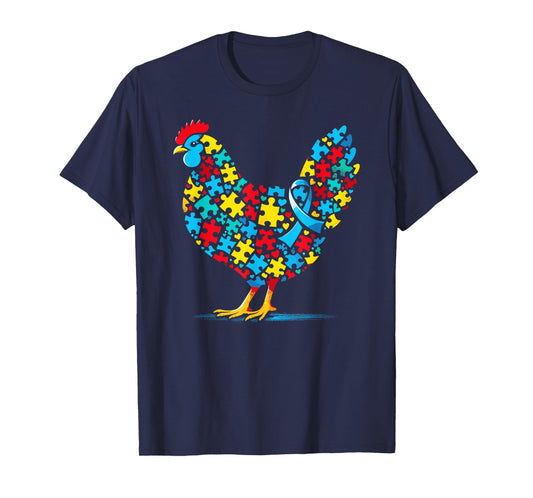 Chicken Puzzle Autism Awareness Autistic Womens Mens Kids T-Shirt