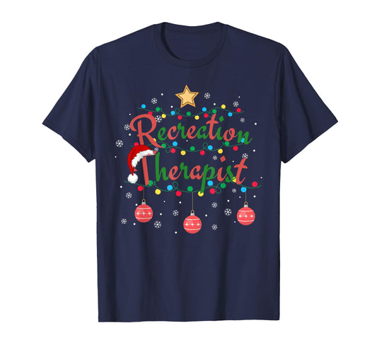 Recreation Therapist Xmas Santa Hat Retro Recreational Therapy T-Shirt for Unisex-Adults, Black, Small, Short Sleeve, T-Shirt