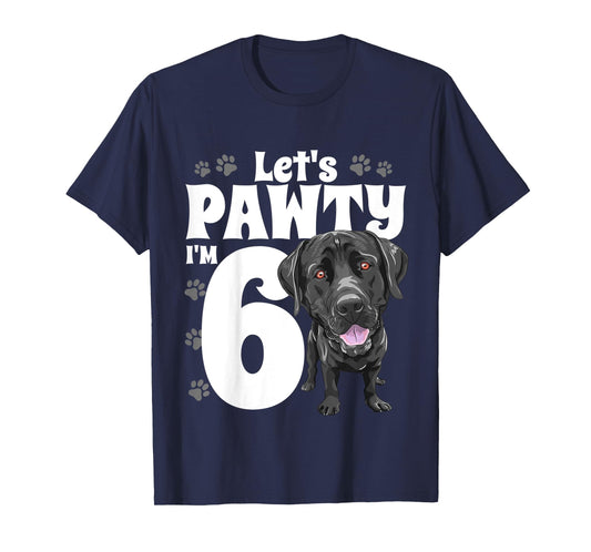 6 Year Old Black Lab Dog Birthday Pawty Labrador 6th Gift T-Shirt for Kids