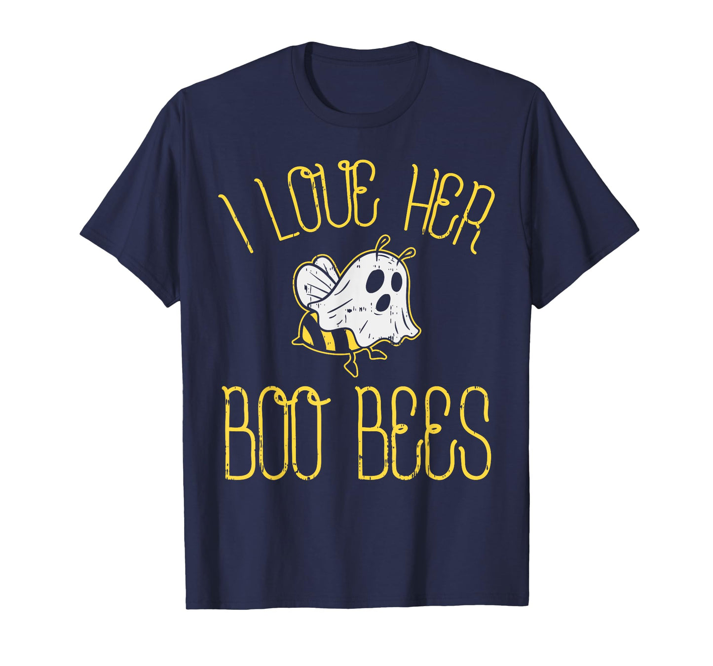 I Love Her Boo Bees Couples Halloween Adult Costume His Men T-Shirt