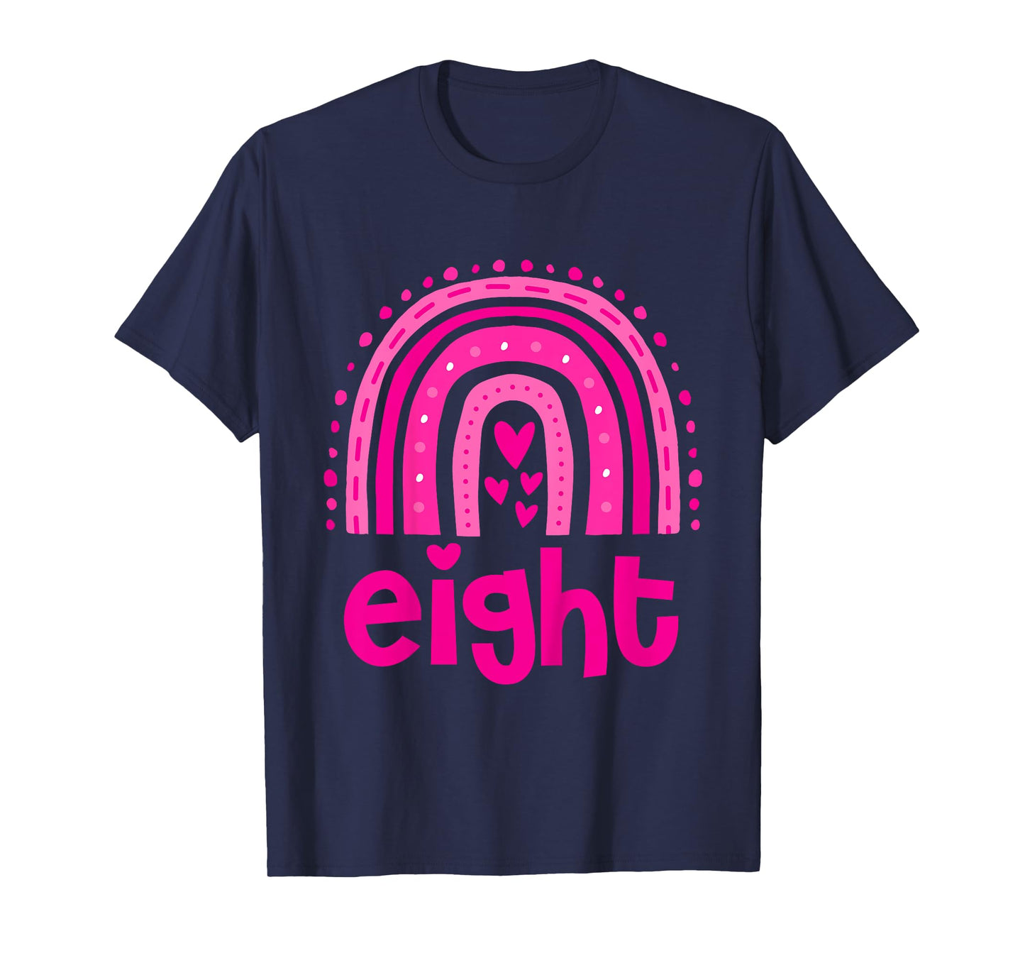 Girl's Birthday Eight 8 Years Old 8th Birthday Pink Rainbow T-Shirt