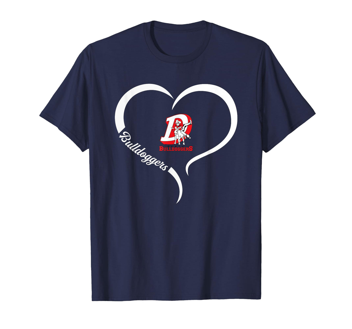 Dewey Bulldoggers Logo Half Heart Slogan HS T-Shirt