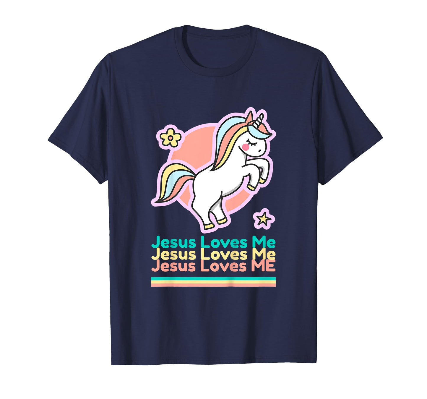 Jesus Loves Me Christian Bible Gift Girls Rainbow Unicorn T-Shirt