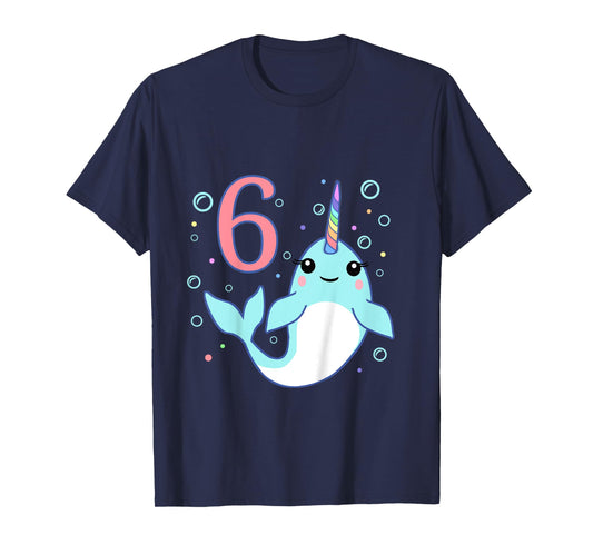 6 Year Old 6th Unicorn Narwhal Undersea Birthday Boys Girls T-Shirt