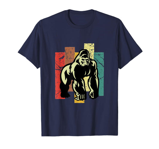 Gorilla Shirt Retro 70s Vintage Animal Lover Art Tshirt T-Shirt