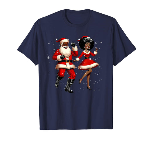 African Santa Mrs Claus Dancing African American Christmas T-Shirt