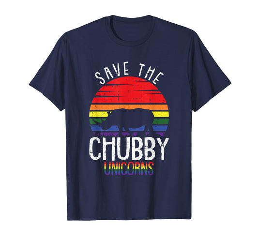 Save The Chubby Unicorn Gay Pride Rhino LGBT-Q Proud Ally T-Shirt