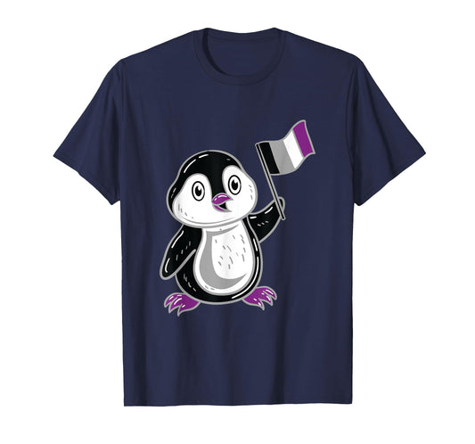 Penguin With Asexual Pride Flag T-Shirt