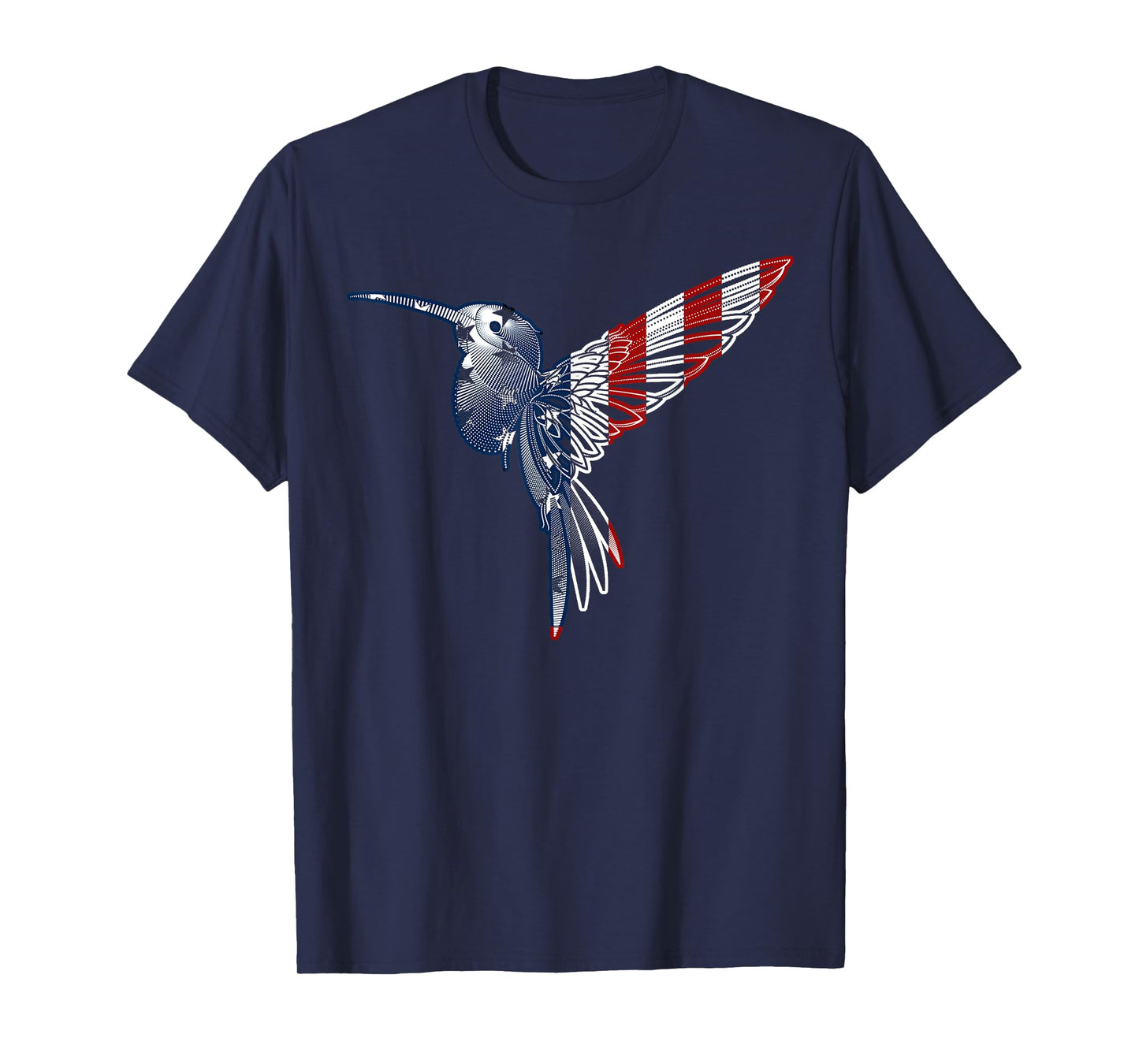USA American Flag Dot Art Cute Bird Hummingbird 4th of July T-Shirt