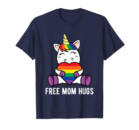 Free Mom Hugs Funny Unicorn Gay LGBT Pride Month Gift T-Shirt