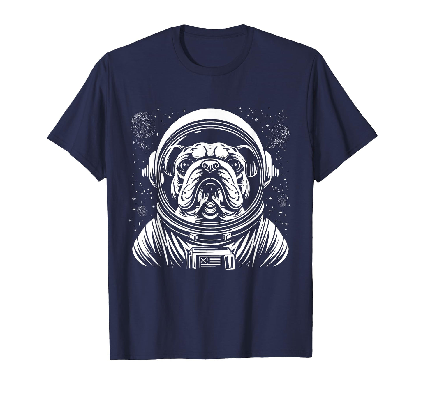 Bulldog Astronaut Funny Cute Dog Space Suit Men Women Kids T-Shirt