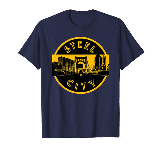Pittsburgh Steel City Retro Skyline Bridge Pride T-Shirt