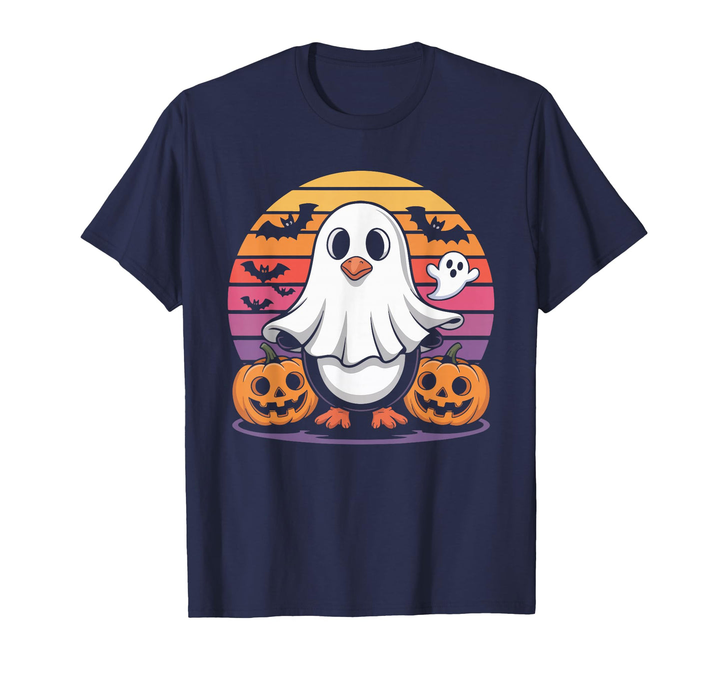 Cute Penguin Ghost Halloween Pumpkin Fun T-Shirt