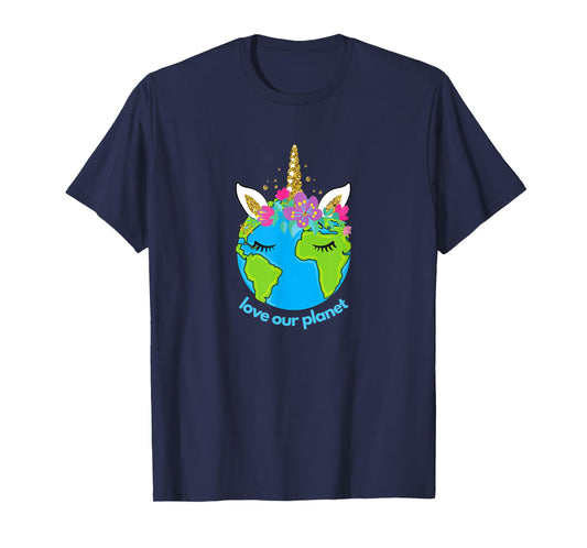 Earth Day 2021 Cute for Toddler Kids Unicorn Face Sleepy T-Shirt