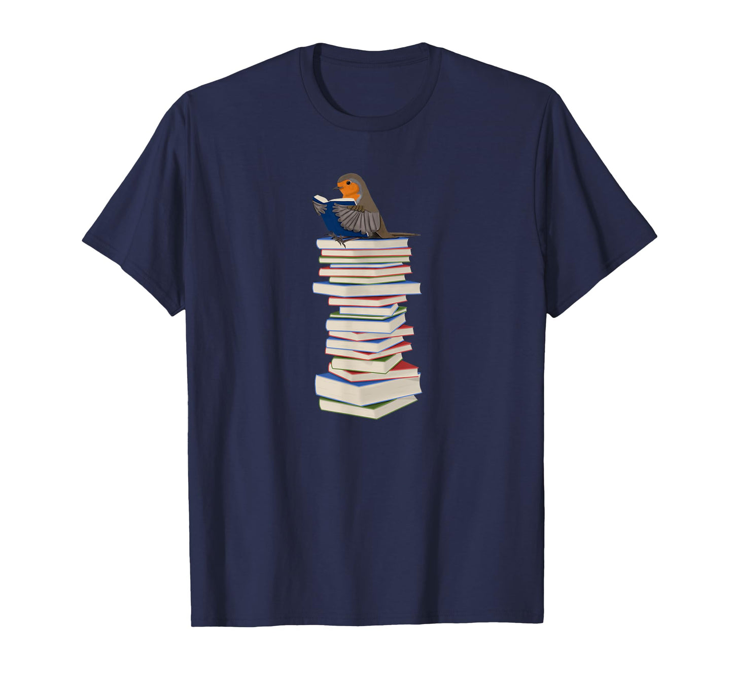 Robin Bird Reads Books Funny Garden Backyard Birds T-Shirt
