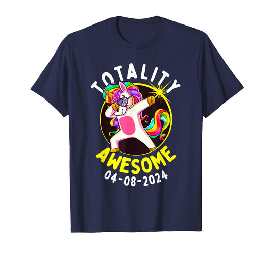 Solar Eclipse Totality Awesome 04-08-2024 Dabbing Unicorn T-Shirt