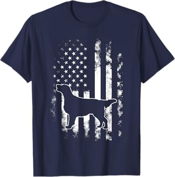 American US Flag Flat Coat Retriever T-Shirt