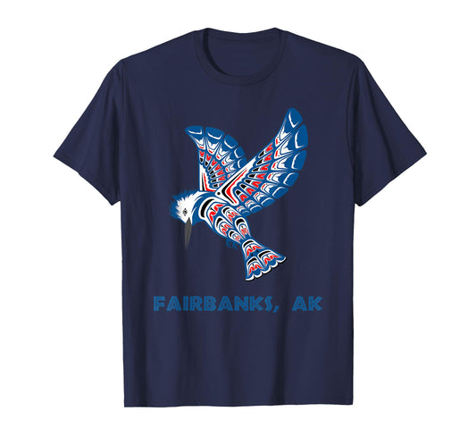 Fairbanks Alaska Kingfisher Native American Indian Bird Art T-Shirt