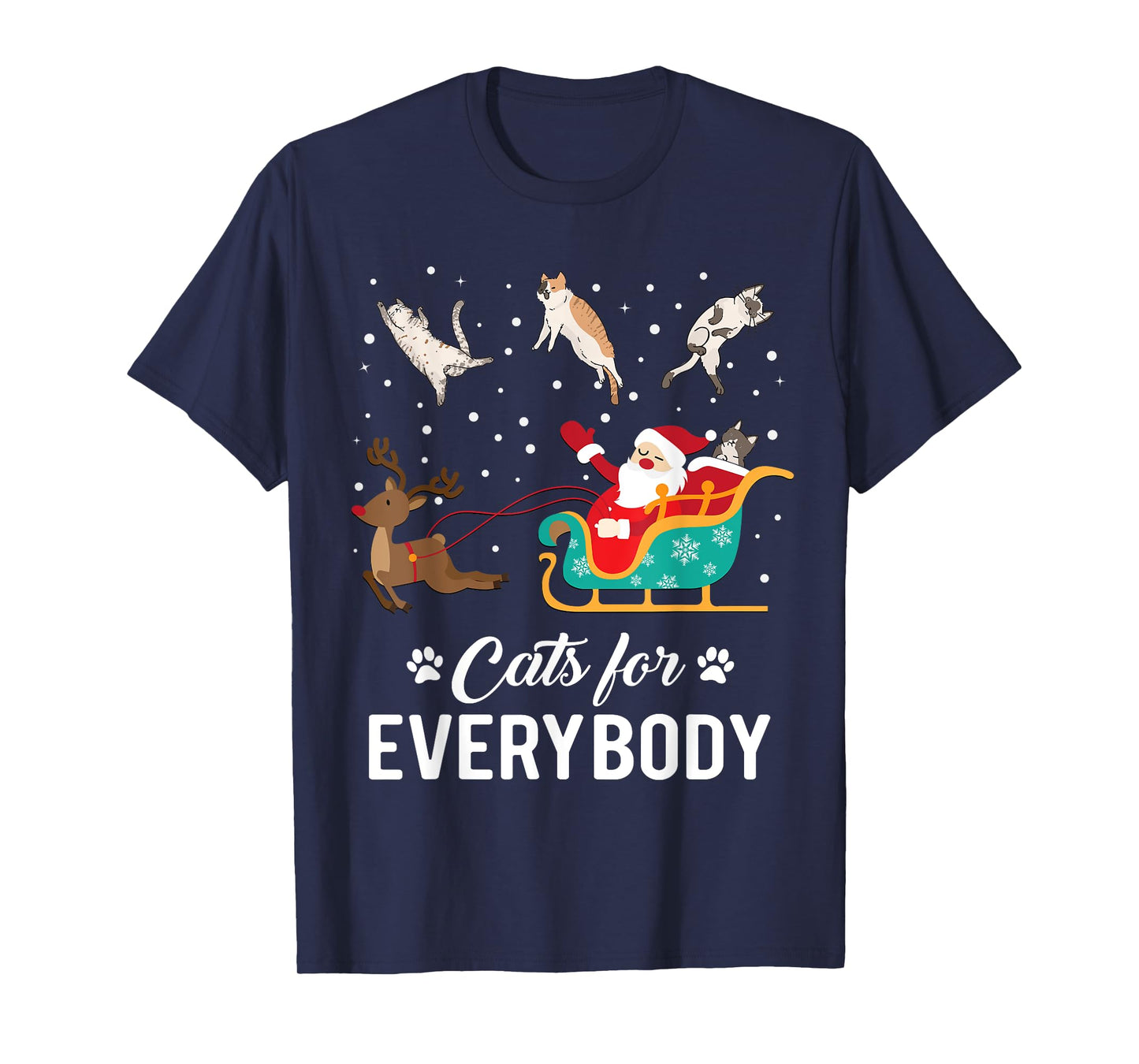 Cats For Everybody Christmas Cat Funny Xmas Santa Men Women T-Shirt