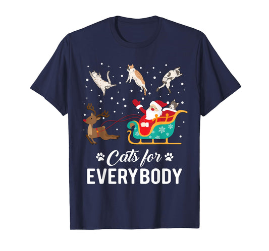 Cats For Everybody Christmas Cat Funny Xmas Santa Men Women T-Shirt