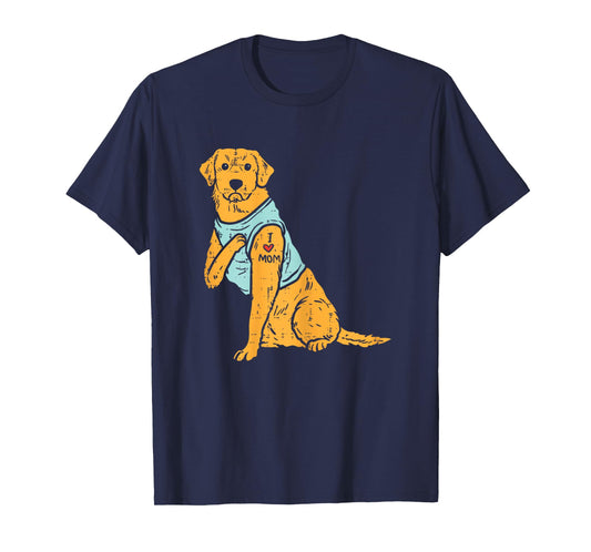 I Love Mom Golden Retriever Labrador Dog Lover Women Gift T-Shirt
