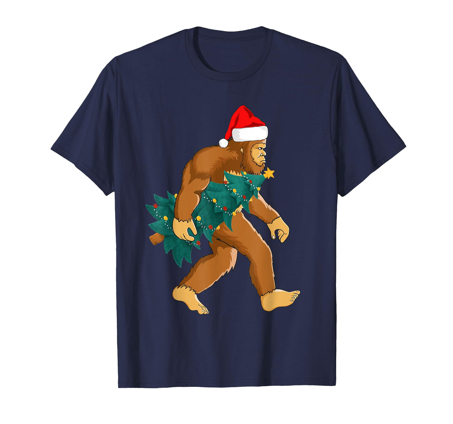 Funny Bigfoot Design, Sasquatch Hiking Trip Christmas Tree T-Shirt