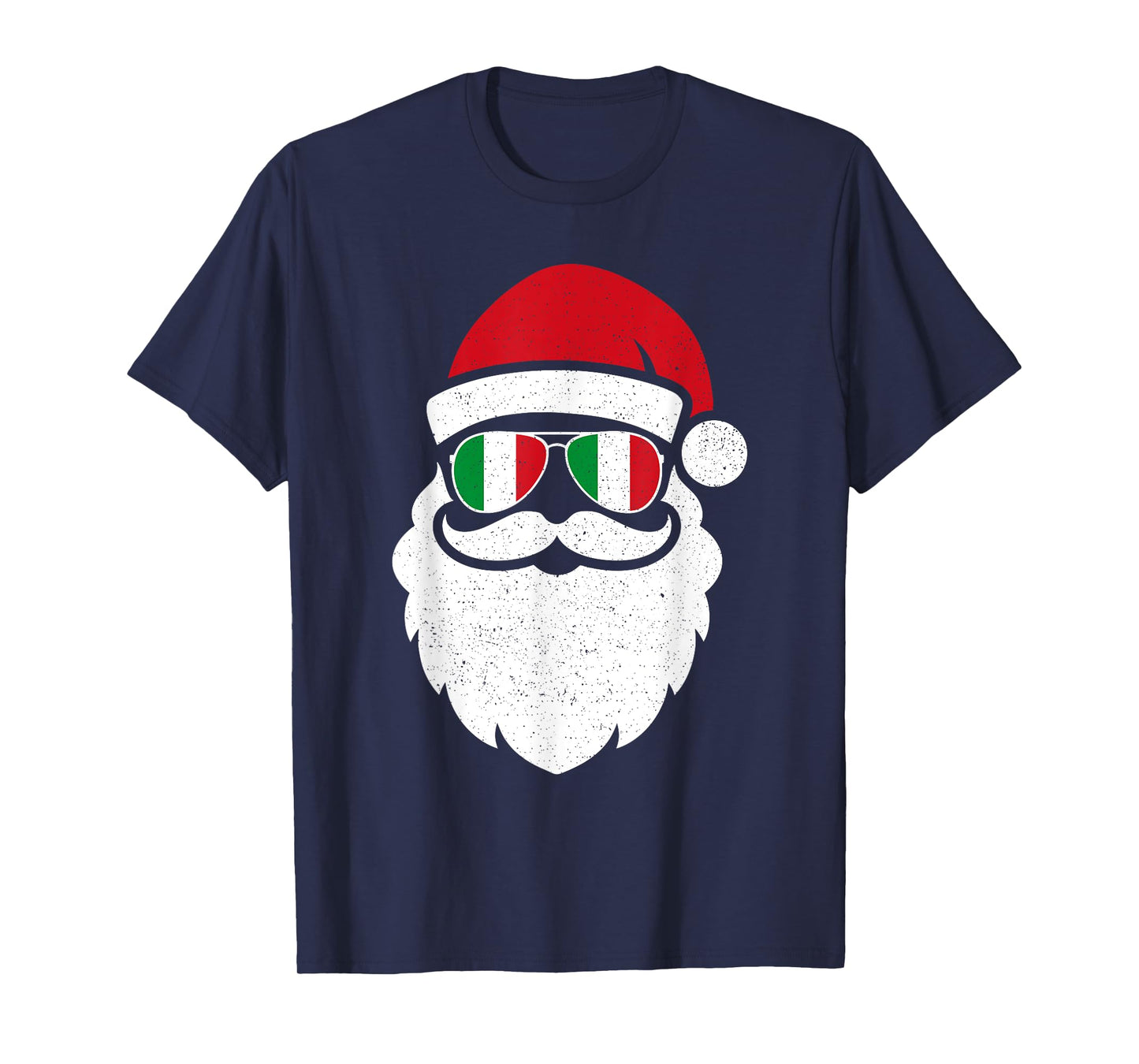 Funny Santa In Italy Flag Glasses Christmas Pajama Fun Xmas T-Shirt