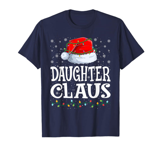 Daughter Claus Christmas Lights Santa Hat Family Matching T-Shirt