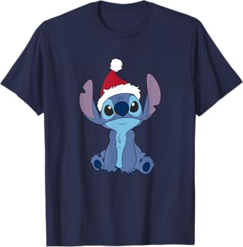 Disney Lilo & Stitch Christmas Innocent Looking Santa's Hat T-Shirt