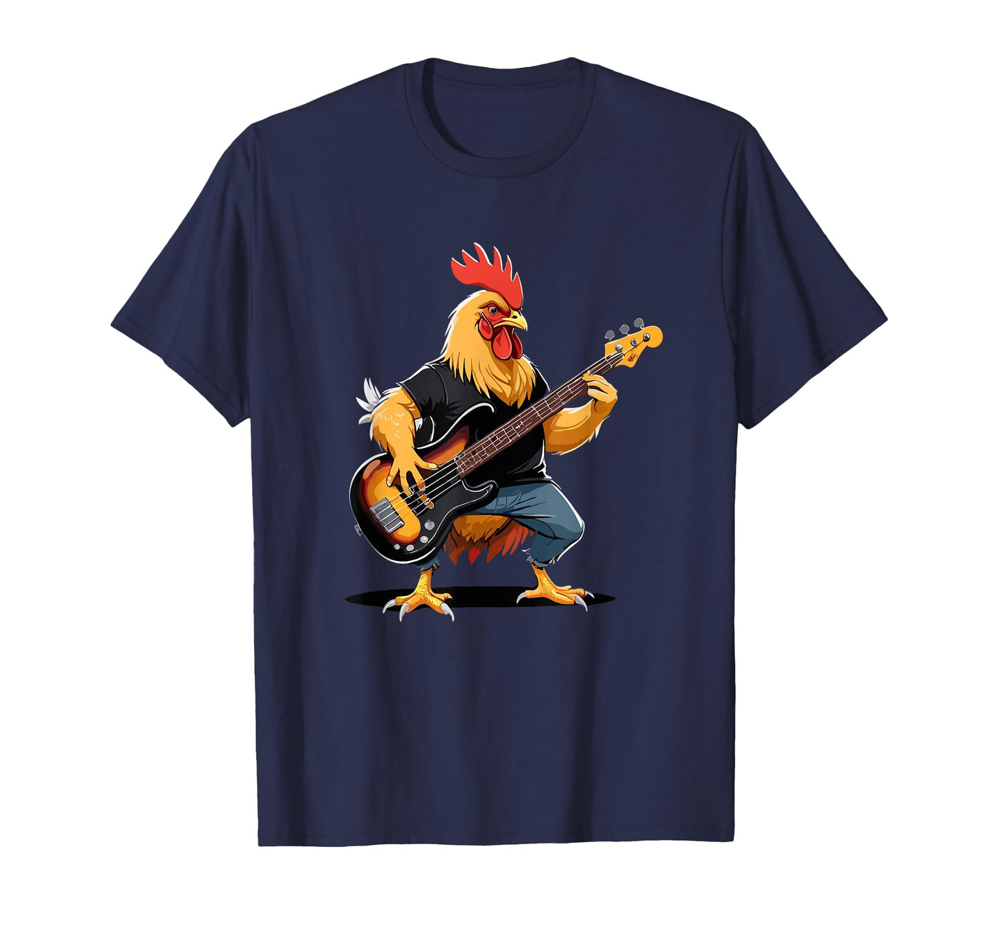 Chicken playing Bass Guitar, Chicken Guitarist T-Shirt