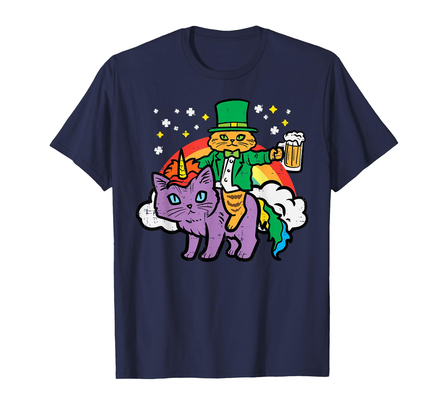 St Patricks Day Cat Leprechaun Unicorn Saint Pattys Women T-Shirt