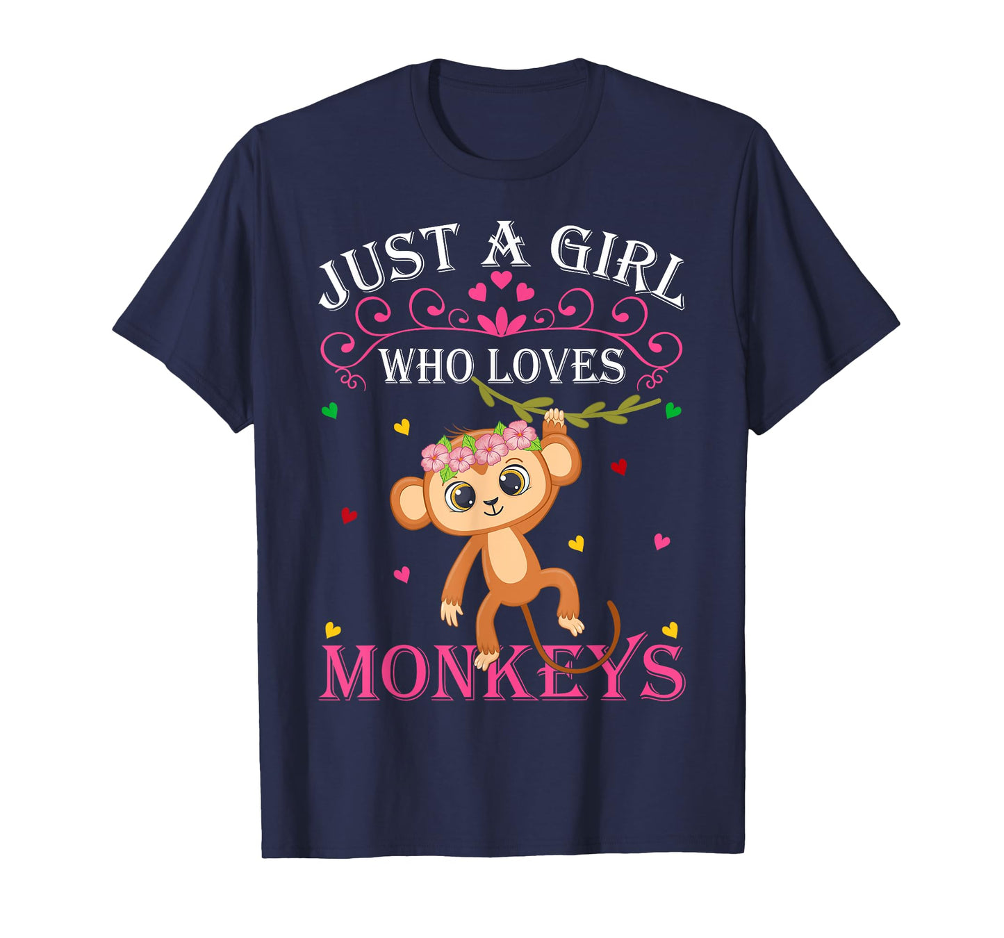 Just A Girl Who Loves Monkeys Cute Monkey Lover Kids T-Shirt