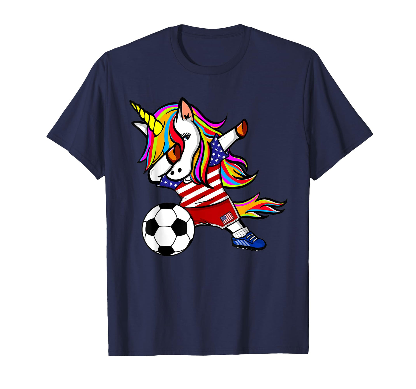 Dabbing Unicorn United States Football American Flag Soccer T-Shirt
