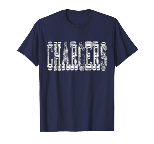 Chargers Mascot Distressed Vintage School Sports Name Fans T-Shirt