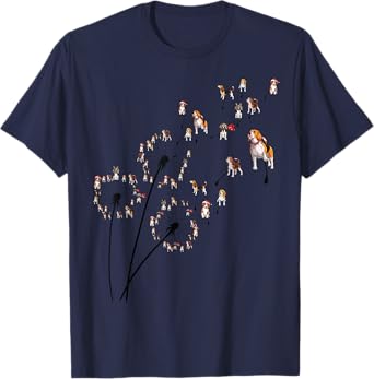 Beagle Flower Fly Dandelion for dad and mom and kids funny T-Shirt