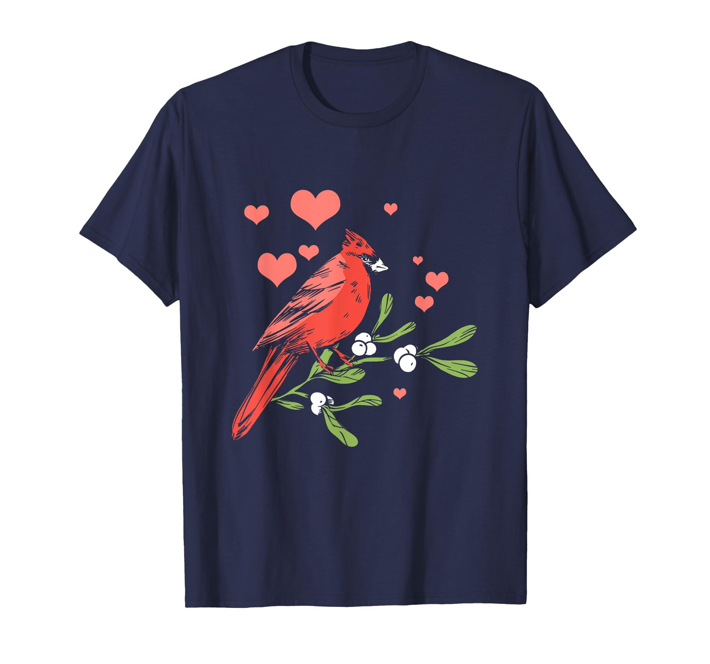 Red Cardinal Bird Lover Watching Birdwatcher Birder Heart T-Shirt