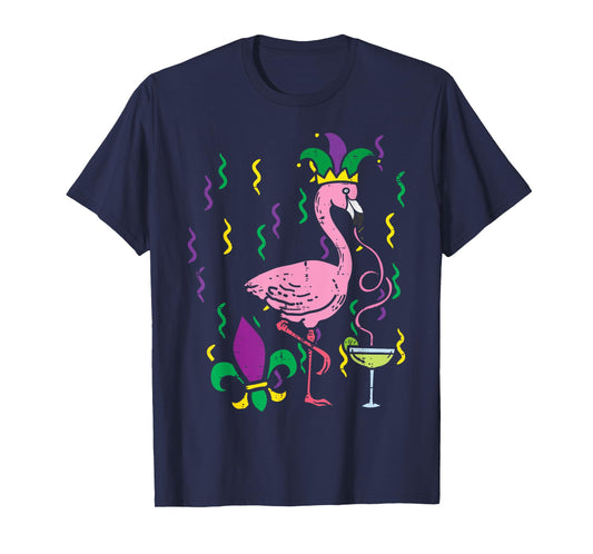 Mardi Gras Jester Flamingo Funny Carnival Bird Tee Men Women T-Shirt