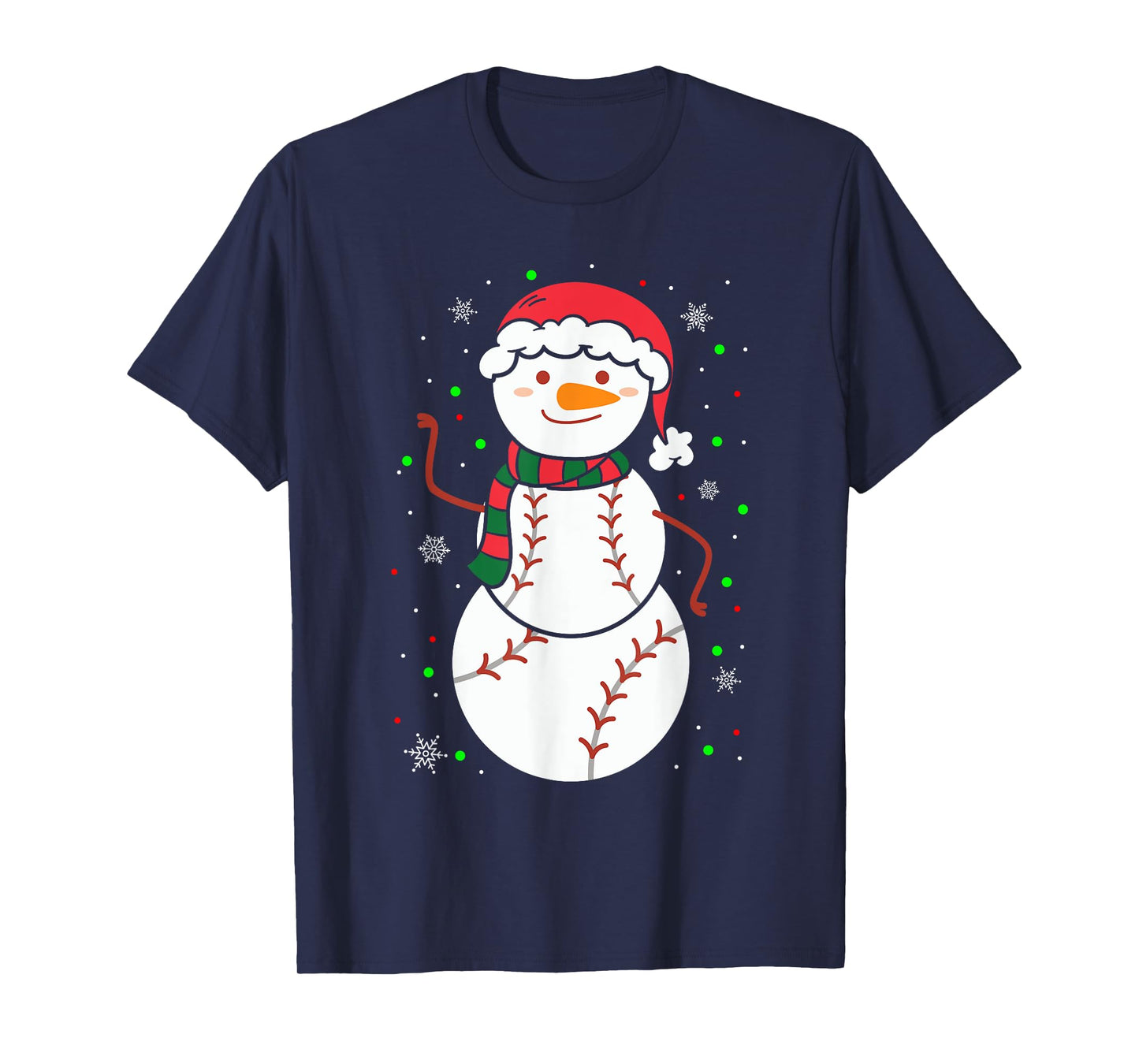 Christmas Baseball Snowmans Balls Snow Xmas for Men Women T-Shirt