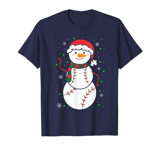 Christmas Baseball Snowmans Balls Snow Xmas for Men Women T-Shirt