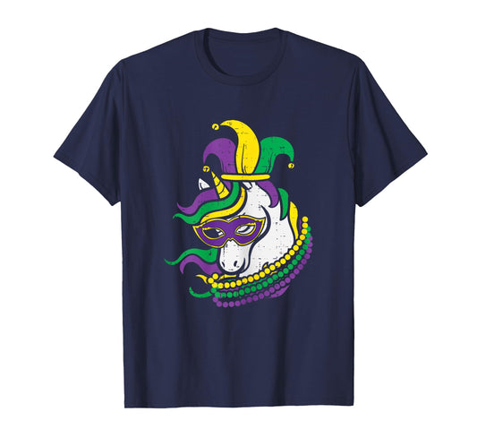Mardi Gras Unicorn Cute Outfit Tee Girls Kids Toddlers T-Shirt