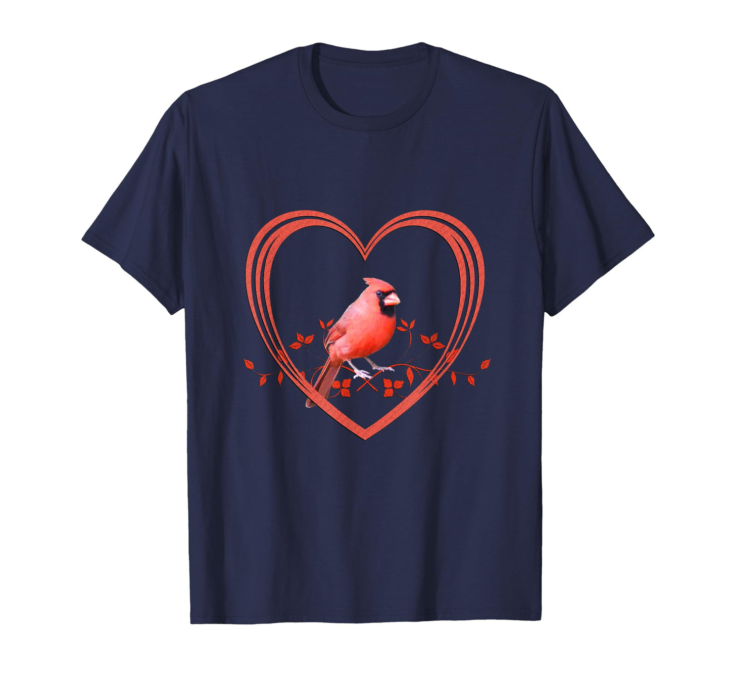 Northern Cardinal Bird in Heart T-Shirt