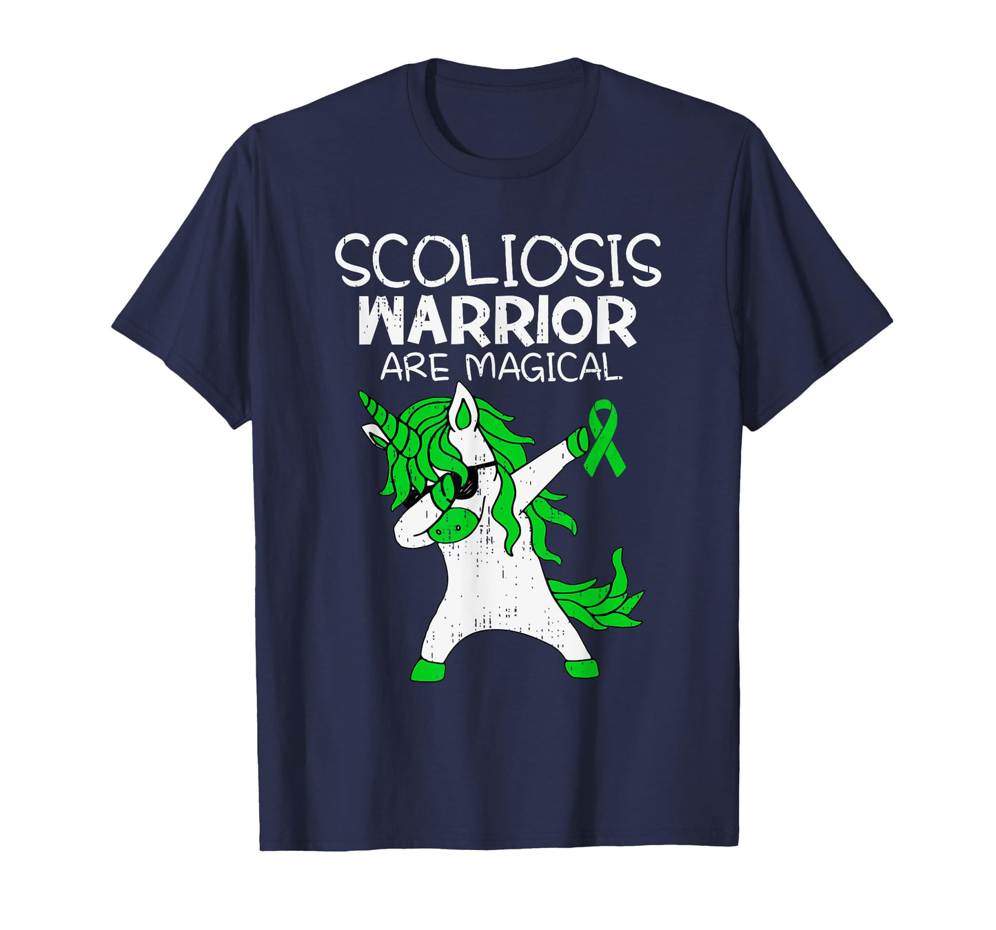 Unicorn Scoliosis Awareness Green Ribbon Spinal Health T-Shirt