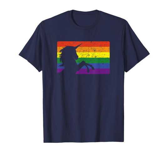 Vintage Gay Unicorn Pride Flag Shirt T-Shirt