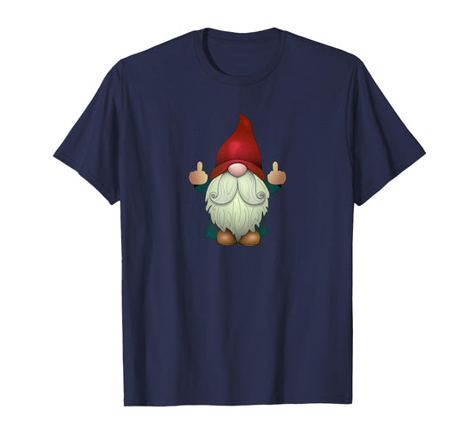 Sarcastic Middle Finger (Men & Women) Funny Garden Gnome T-Shirt