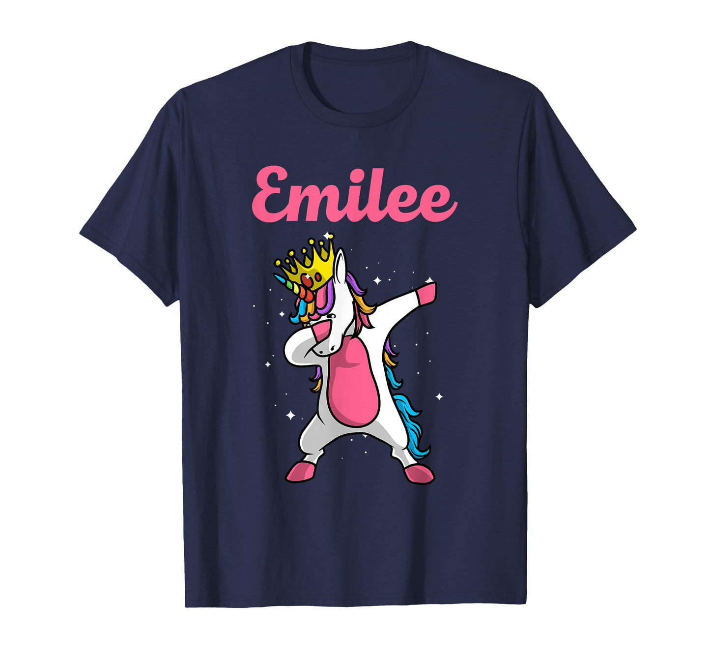 EMILEE Name Personalized Birthday Dabbing Unicorn Queen T-Shirt