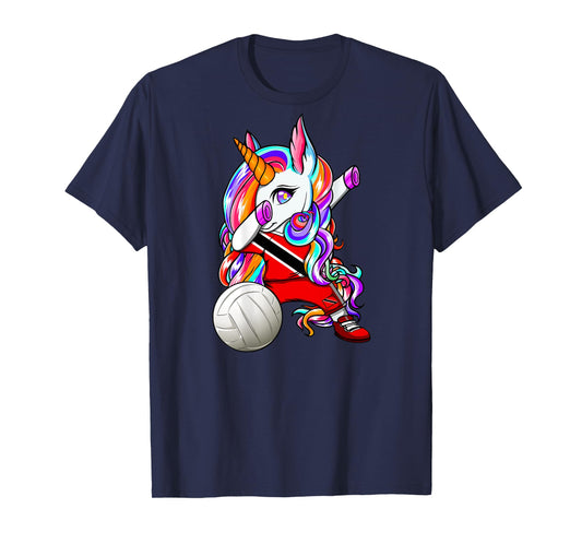 Dabbing Unicorn Trinidad and Tobago Volleyball Fans Jersey T-Shirt