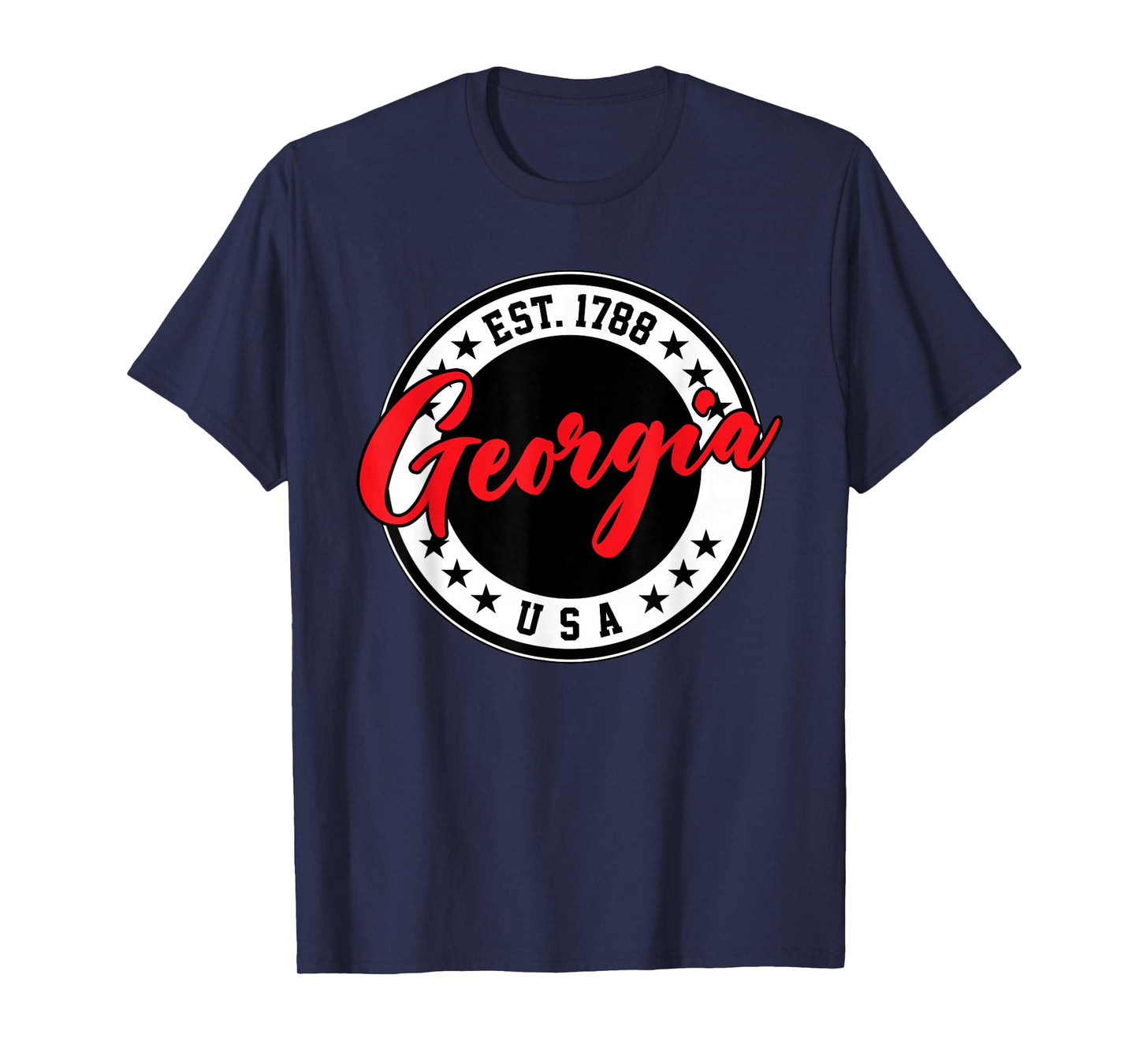 Georgia USA Script Circle Red Text T-Shirt