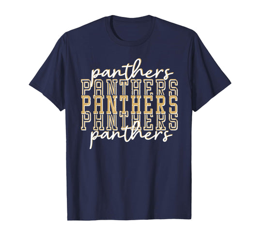 Panthers School Spirit Mascot Gold Panther Pride Mom Panther T-Shirt
