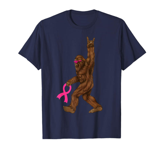 Bigfoot Breast Cancer Funny Sasquatch Pink Ribbon T-Shirt